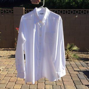 Solid White Charvet France custom dress shirt 18x36 18 x 36